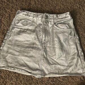 H&M Silver Mini A-Line Skirt Night Out